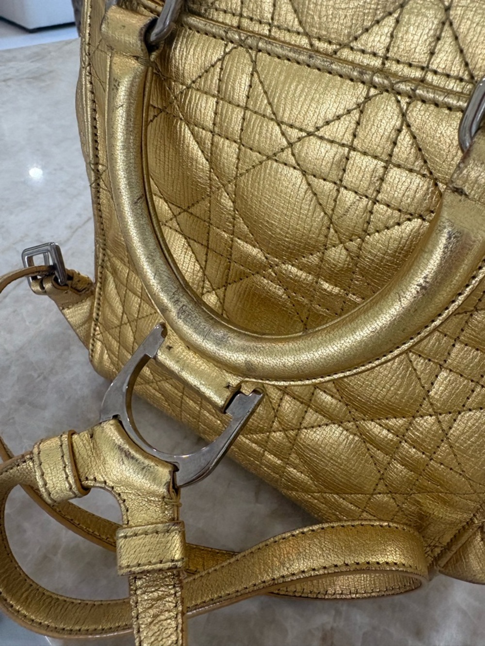 Dior Metallic Gold Quilted Bag - Picture 7 of 10